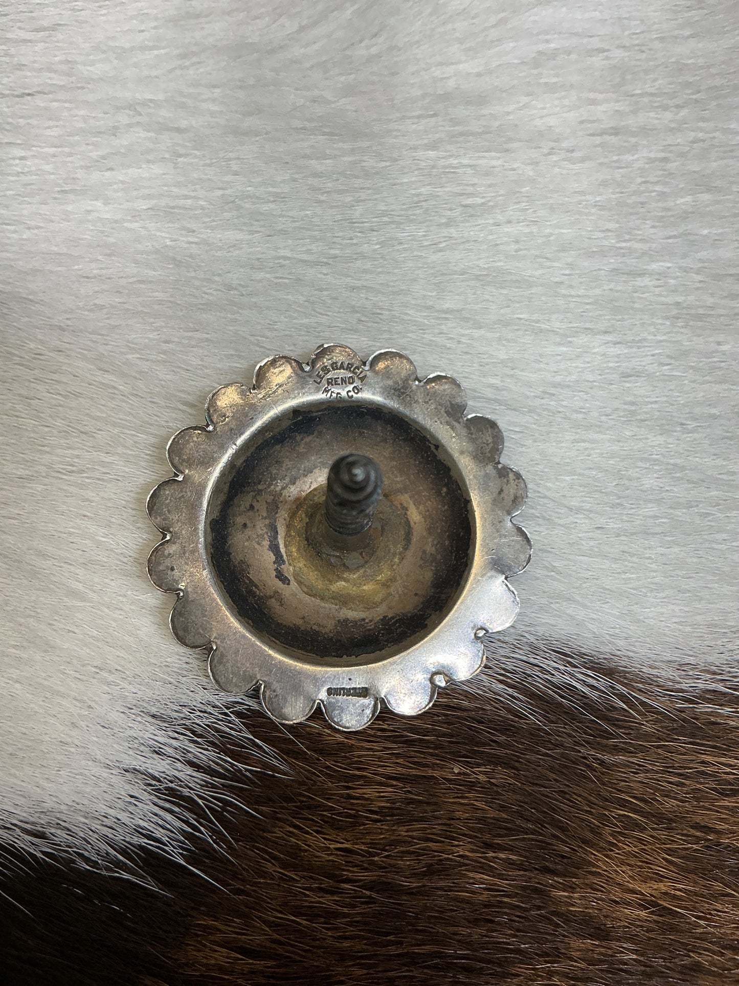 Vintage Les Garcia Sterling Wood Screw Concho Set