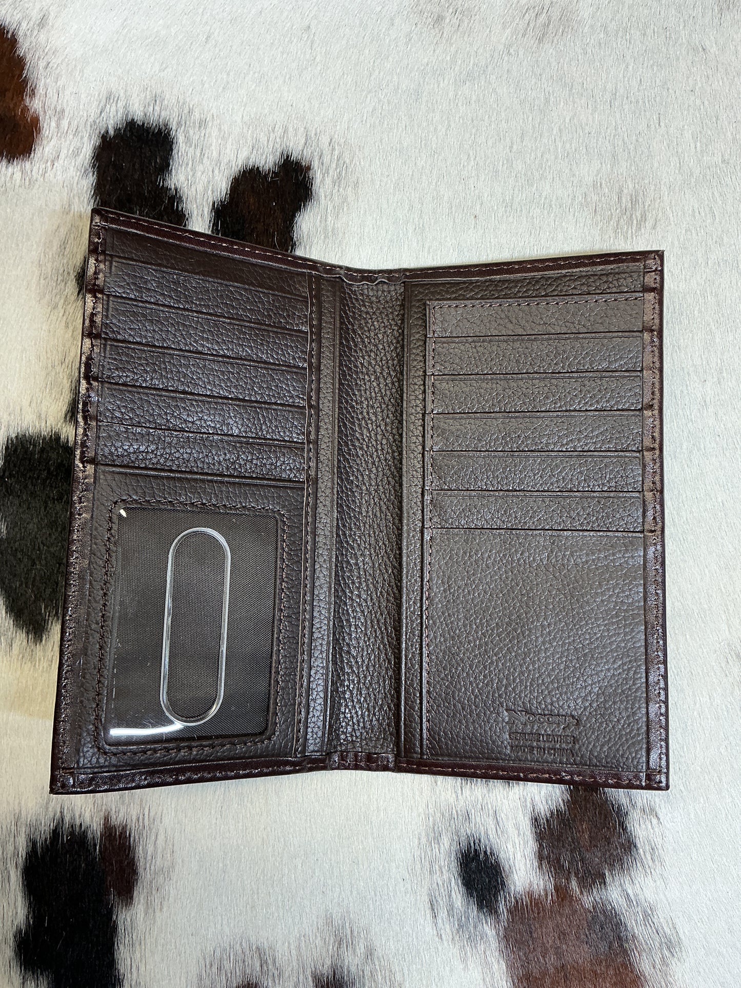 Ostrich Leather Checkbook Wallet