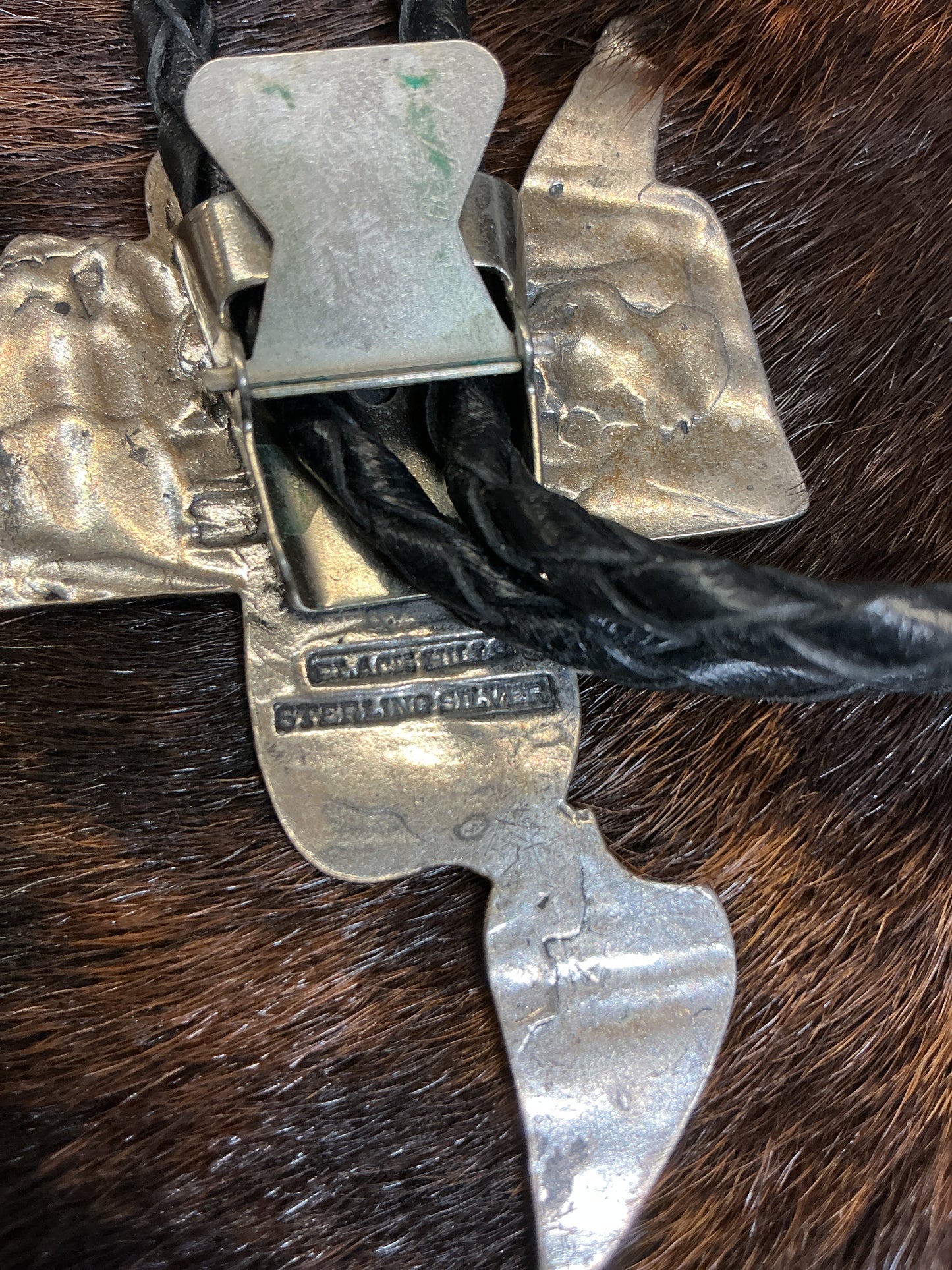 Vintage Sterling Saddle Bolo Tie w/Silver Boot Ends