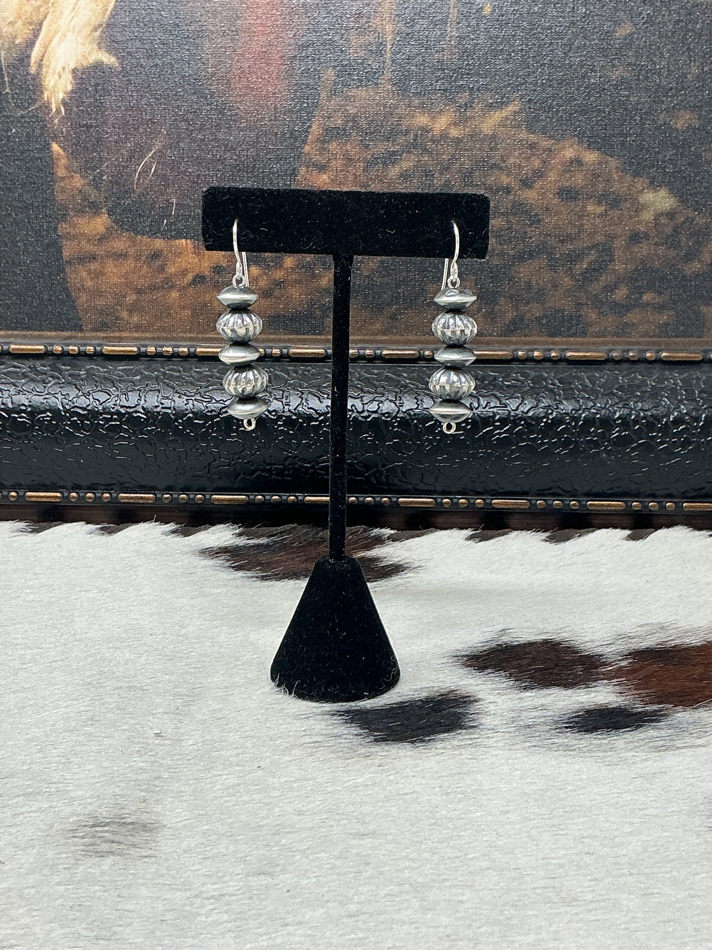 Navajo Pearl Dangle Saucer Earrings