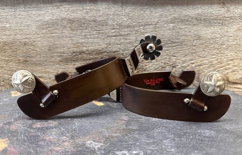 Men's Spur- #82 Silver Engraved Bars On Shank & Brown Finish