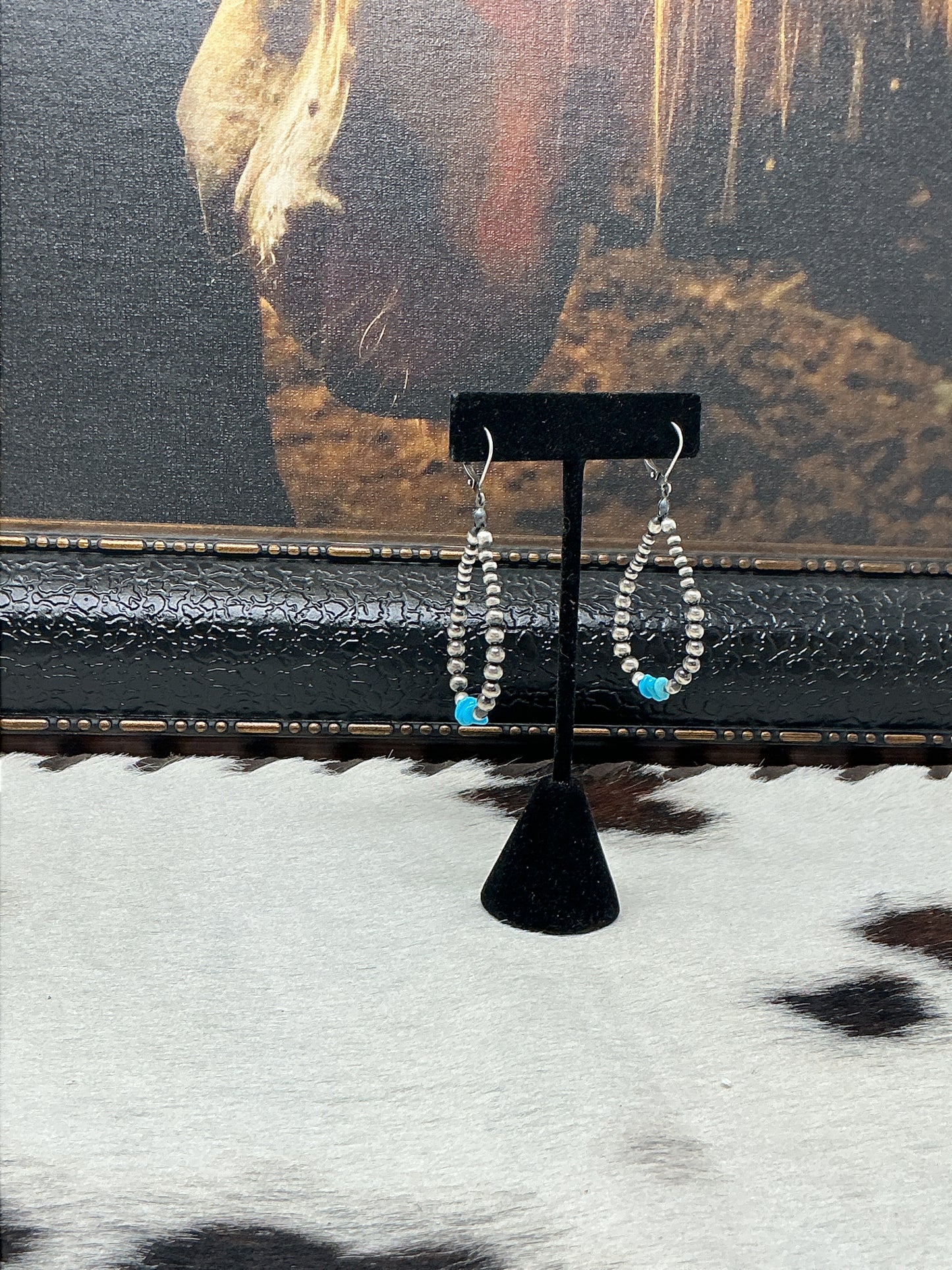 3 Stone Navajo Pearl Earrings