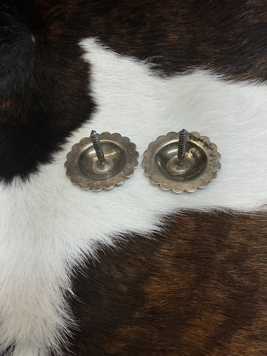 Vintage Sterling Silver 2 1/4" Wood Screw Conchos