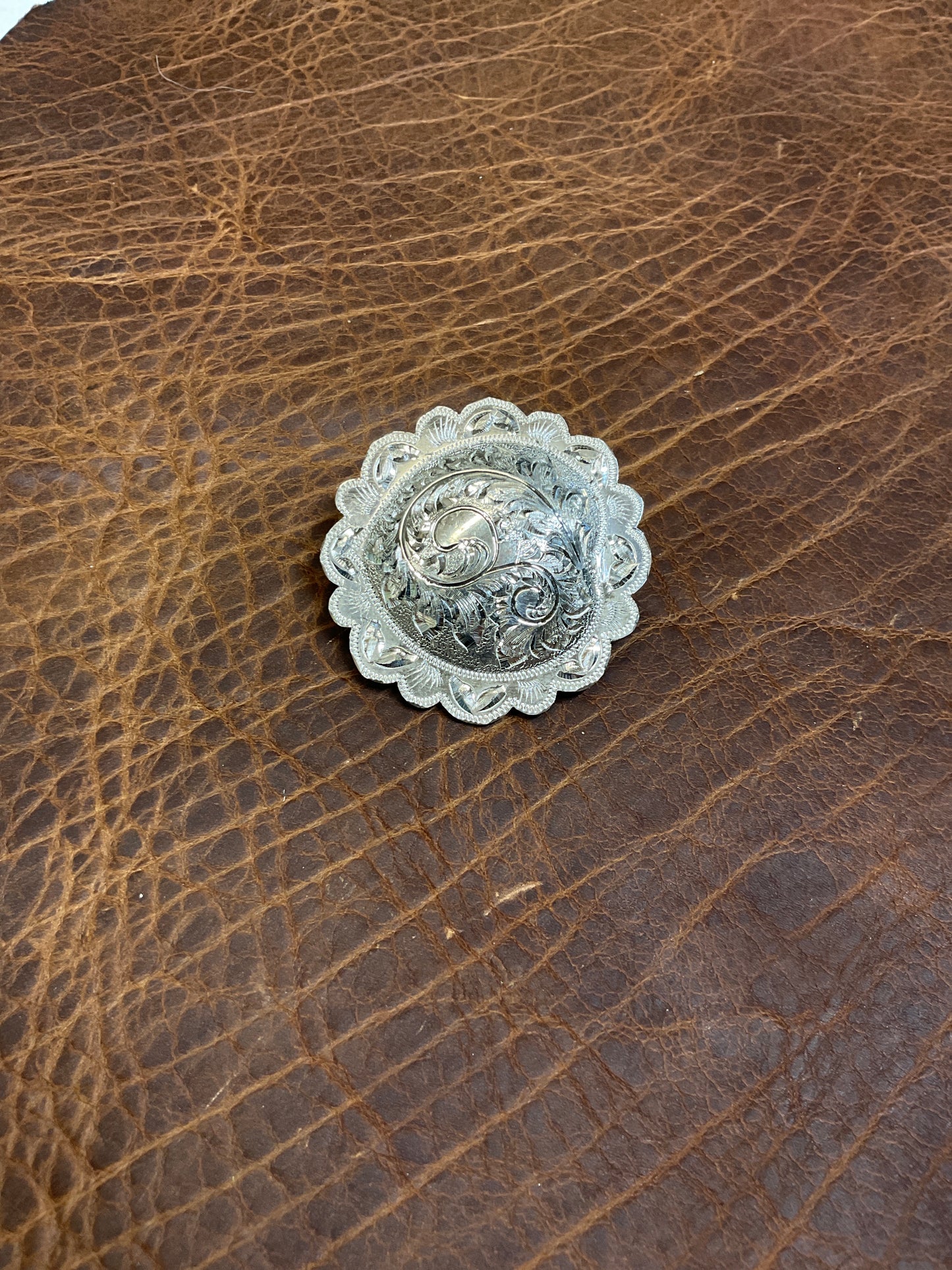 Sterling Silver Loopback Scalloped Concho