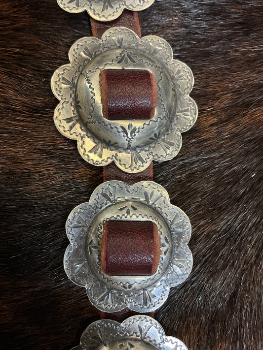 Vintage Sterling Silver Slotted Concho Set