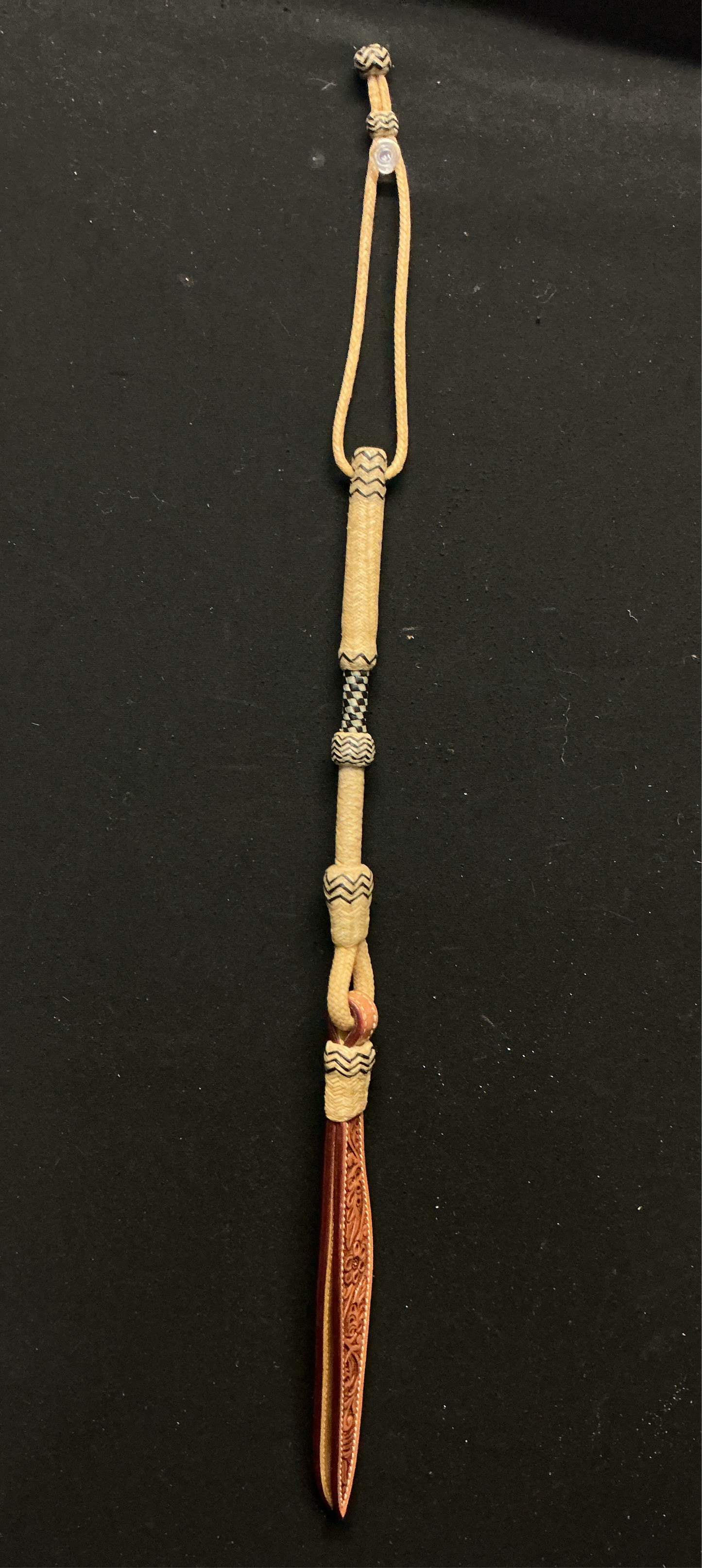 54 Plait 12" Checkerboard Accented Rawhide Quirt