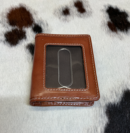 Hair-On w/Floral Carving Money Clip Wallet