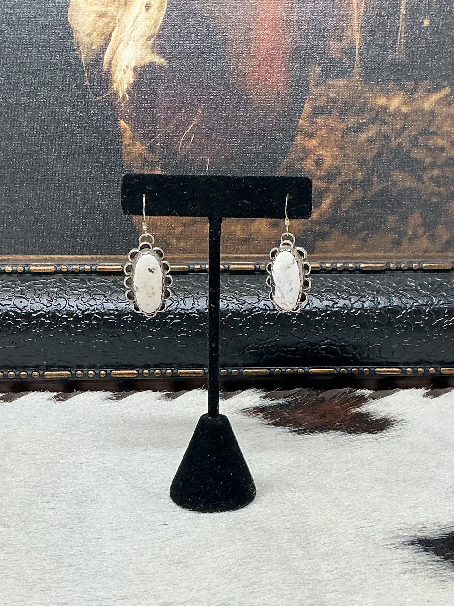 White Buffalo Dangle Earrings