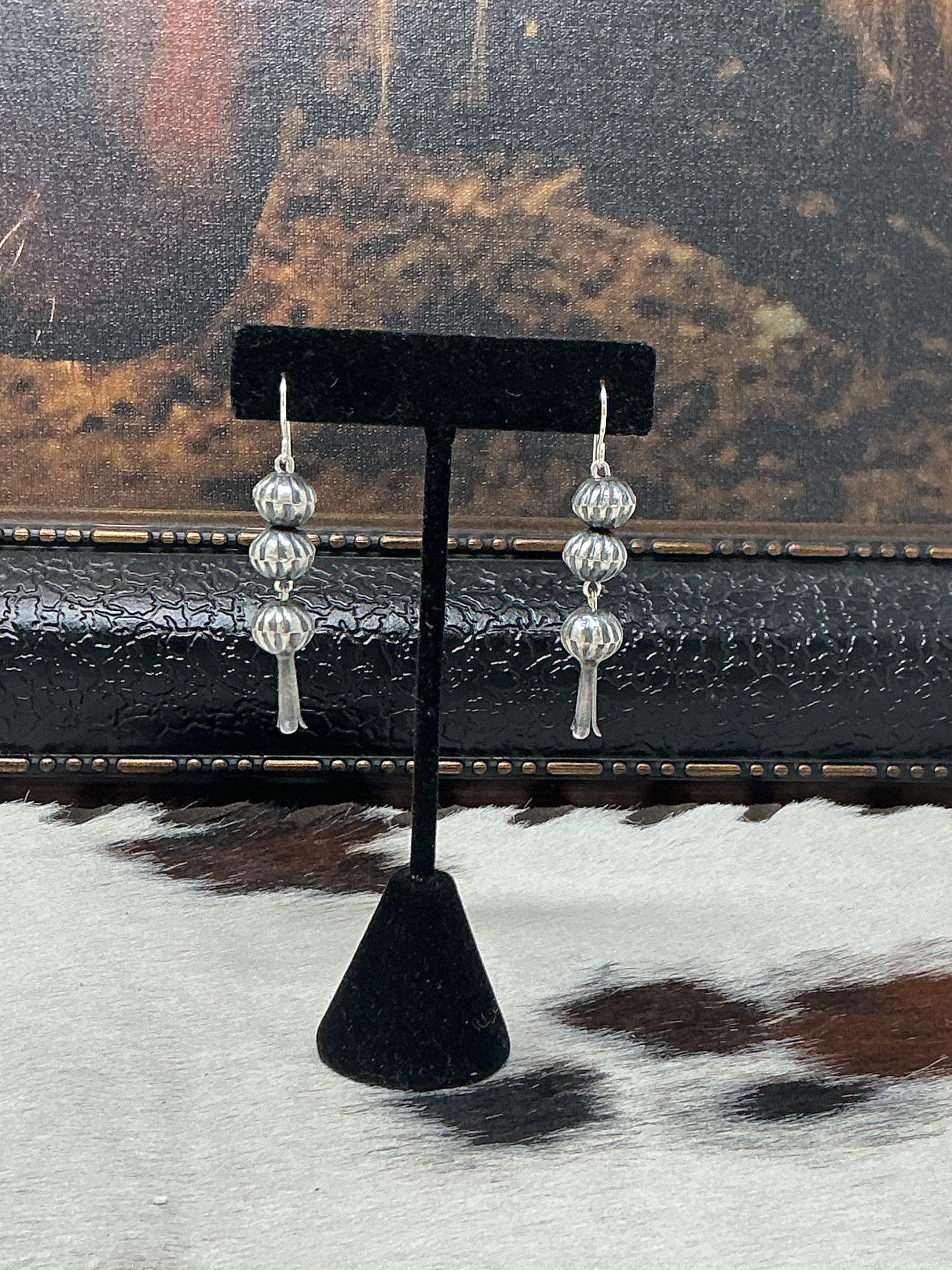 Stamped Pearl Blossom Earrings