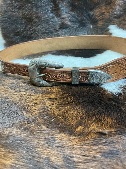 Vintage Hamley Floral Belt w/Sterling Silver