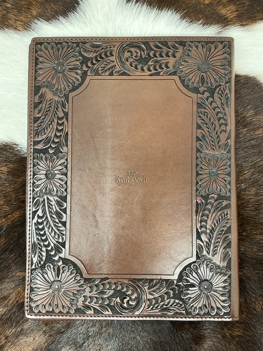 Floral Carved Leather Note Pad Cover