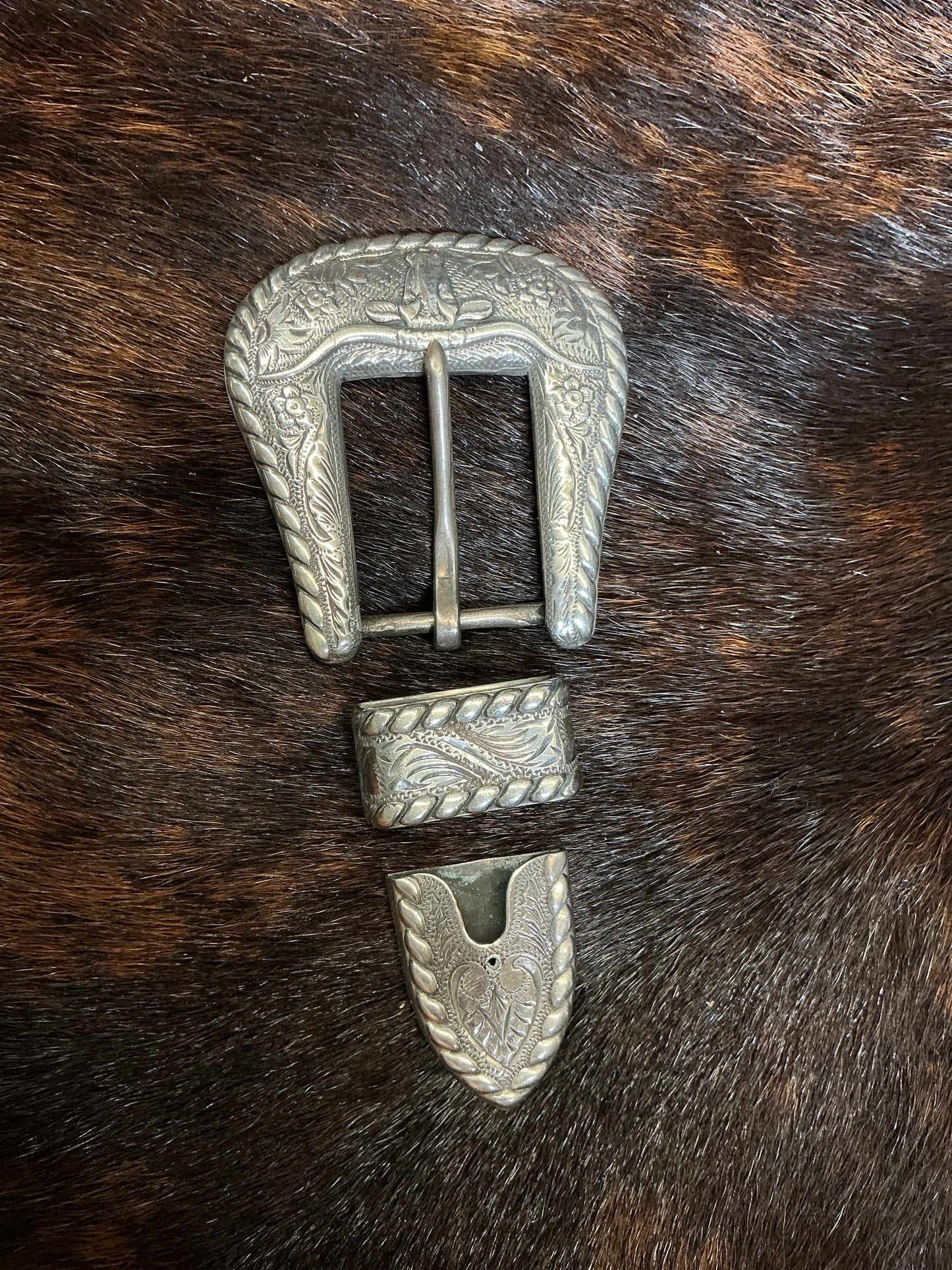 Vintage Sterling 1" Buckle Set w/Steer Head