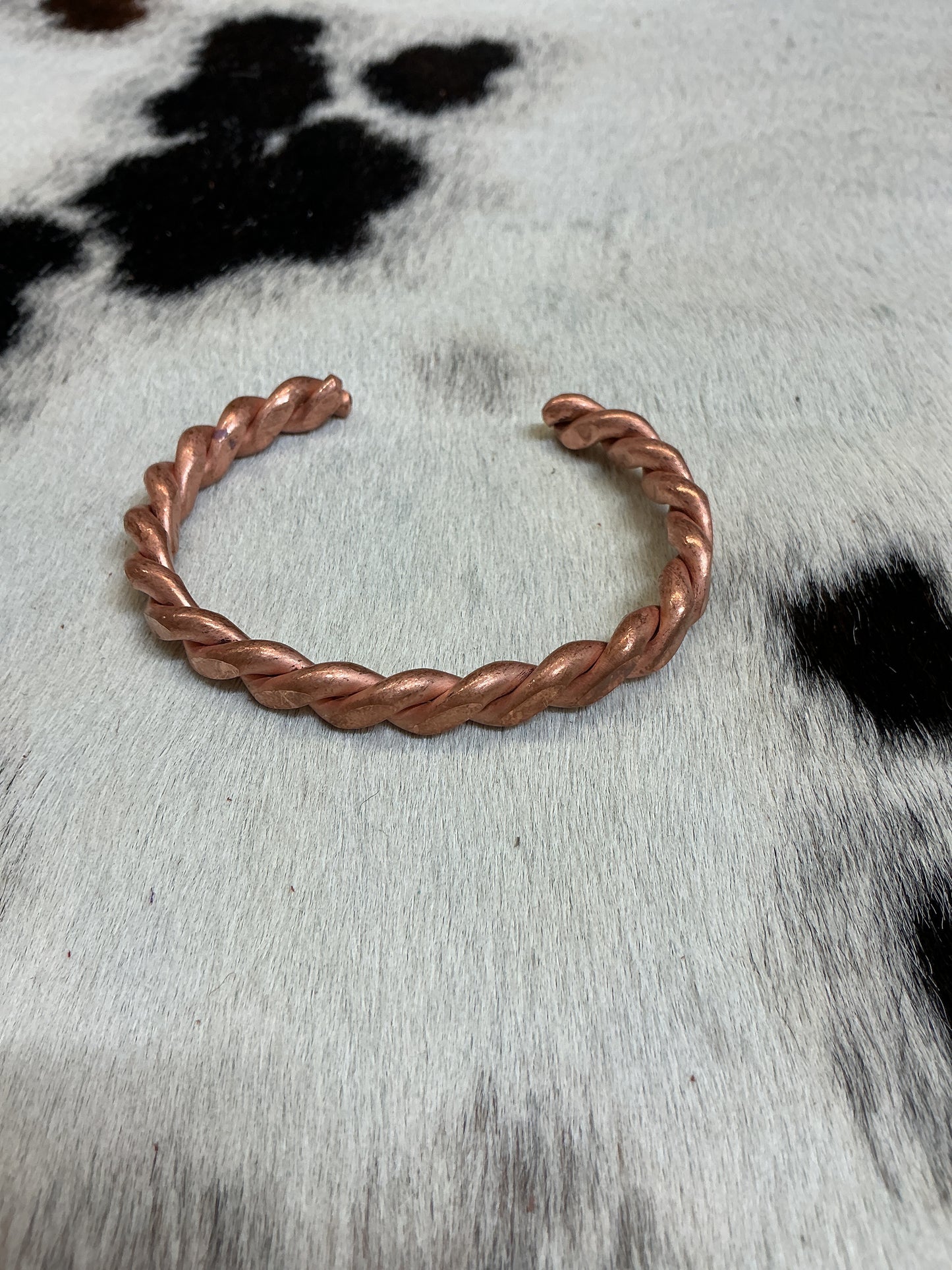 Wide Twisted Copper Bracelet