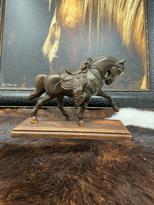 Rare Coppertone Horse w/Wood Base
