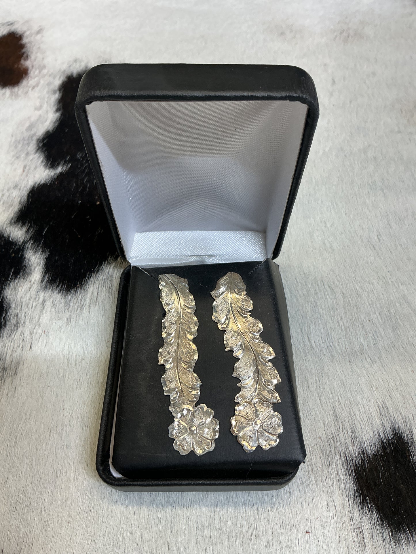 Sterling Silver Leaves & Flower Earrings