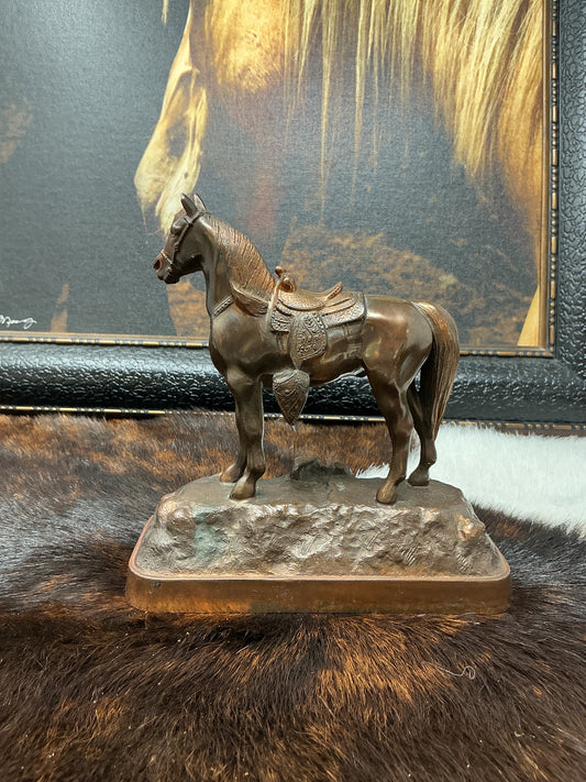 Vintage Coppertone Horse on Pedestal