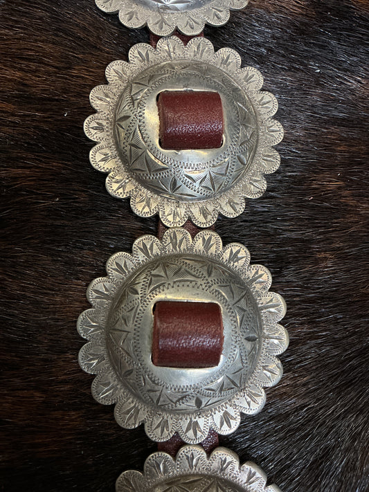 Vintage Sterling Silver 6 Piece 1 3/4" Slotted Concho Set