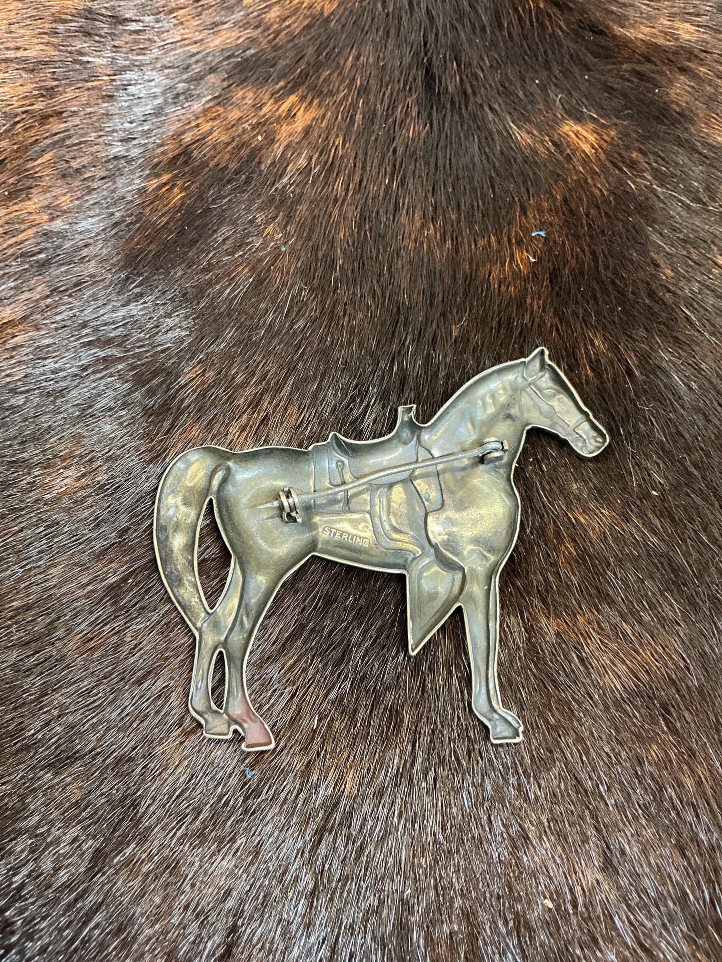 Vintage Sterling Silver Saddle Horse Pin