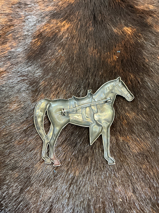 Vintage Small Sterling Silver Saddle Horse Pin