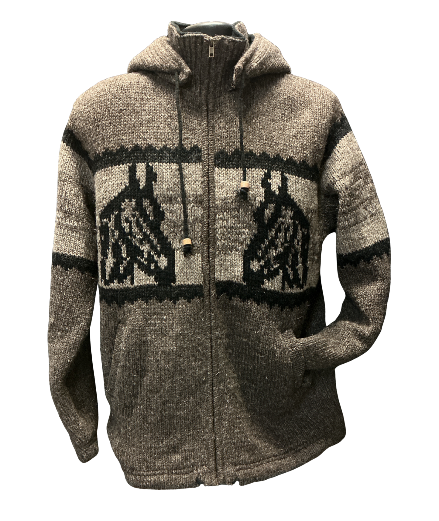 Brown Sweater w/Horse Heads & Hood