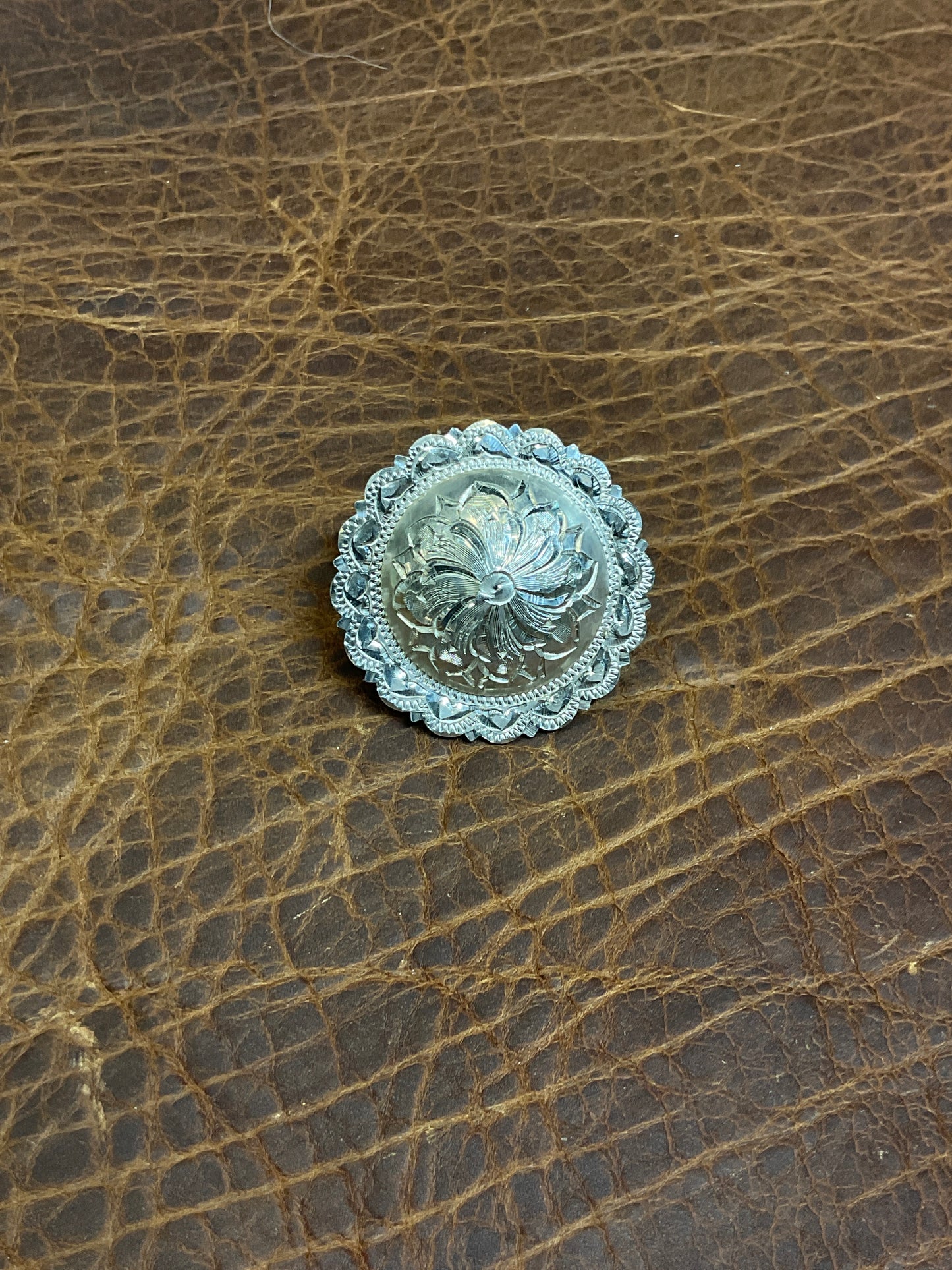 Sterling Silver Loopback Scalloped Concho