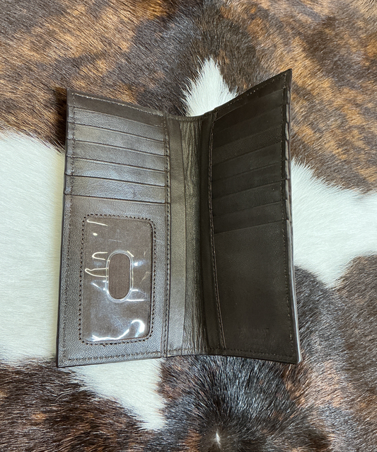 Basket Stamped Wallet w/Earth Tone Embroidery