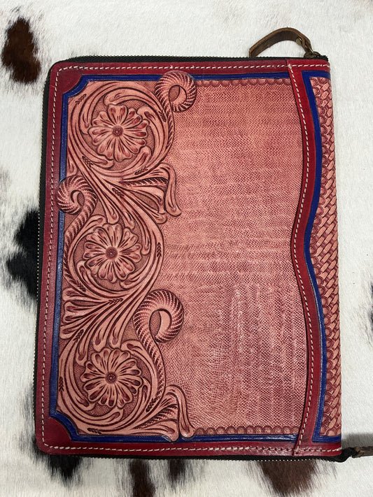 Red Leather Zippered Portfolio