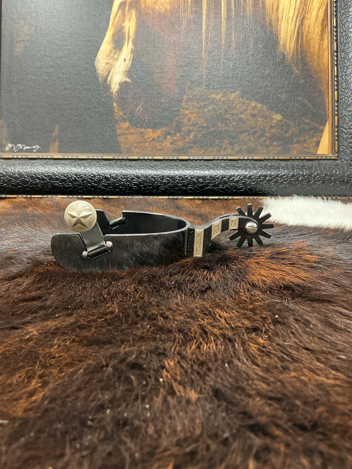 Ladies Spur Black Finish w/3 Silver Bars