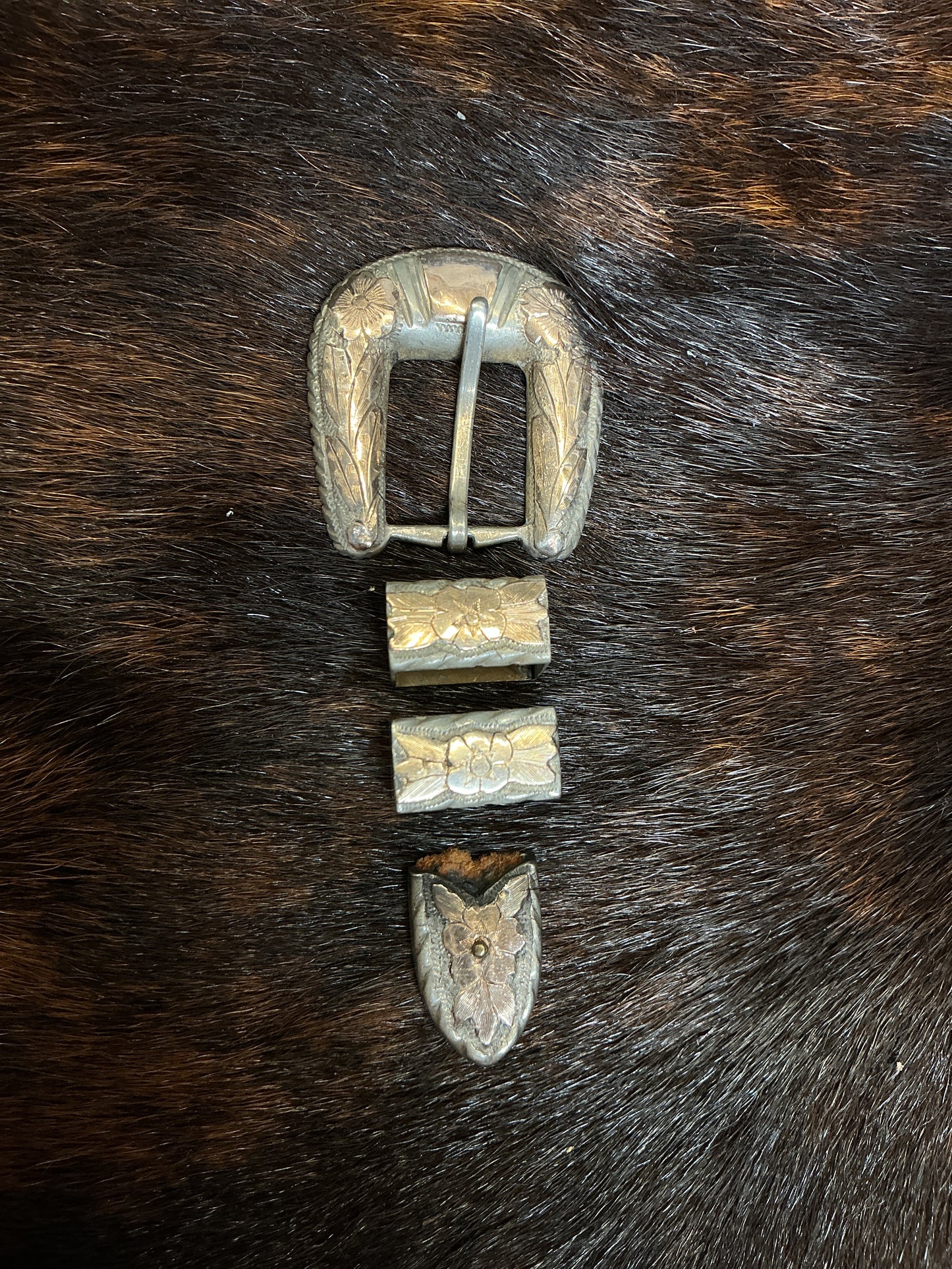 Vintage Sterling 1/2" Buckle Set w/10K Gold