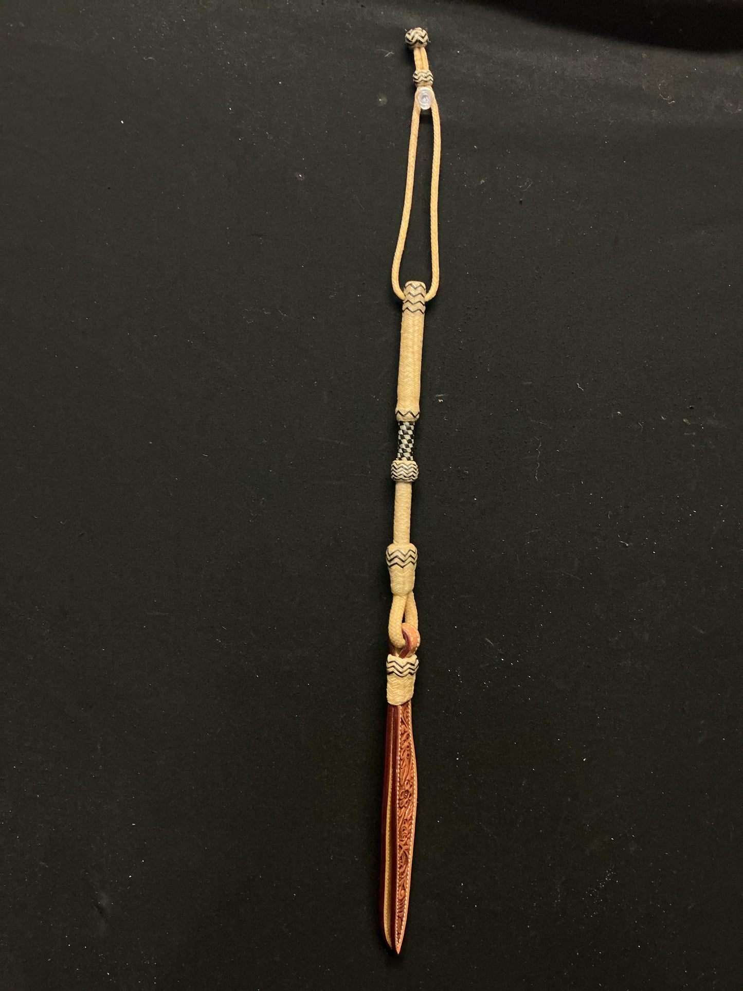 54 Plait 12" Checkerboard Accented Rawhide Quirt