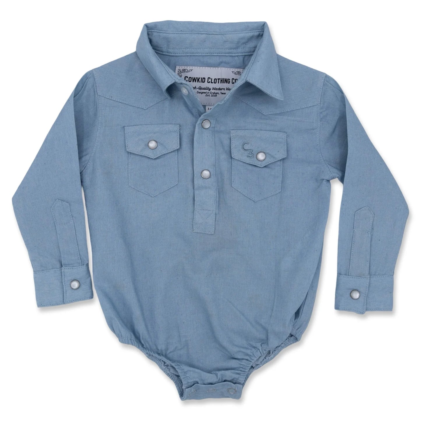 Light Denim Long Sleeve Pearl Snap