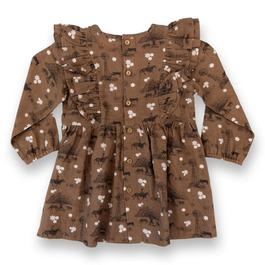 Autumn Blessings Cotton Linen Dress / Matching Bow