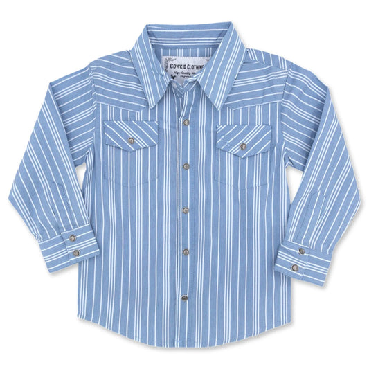 Vintage Blue Stripe Long Sleeve Pearl Snap Shirt & Onsie