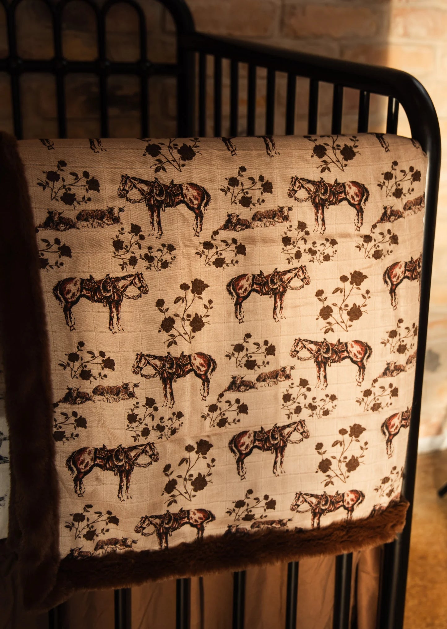 Prairie Rose Bamboo Muslin/Minky Blanket