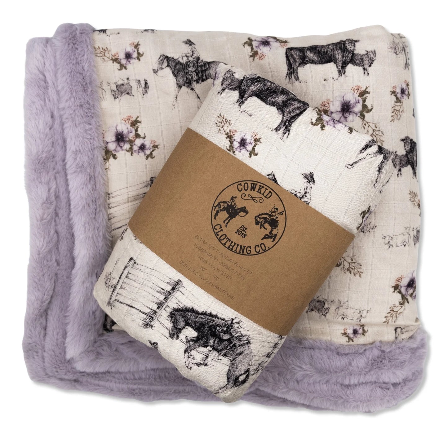 Western Serenity Bamboo Muslin/Minky Blanket