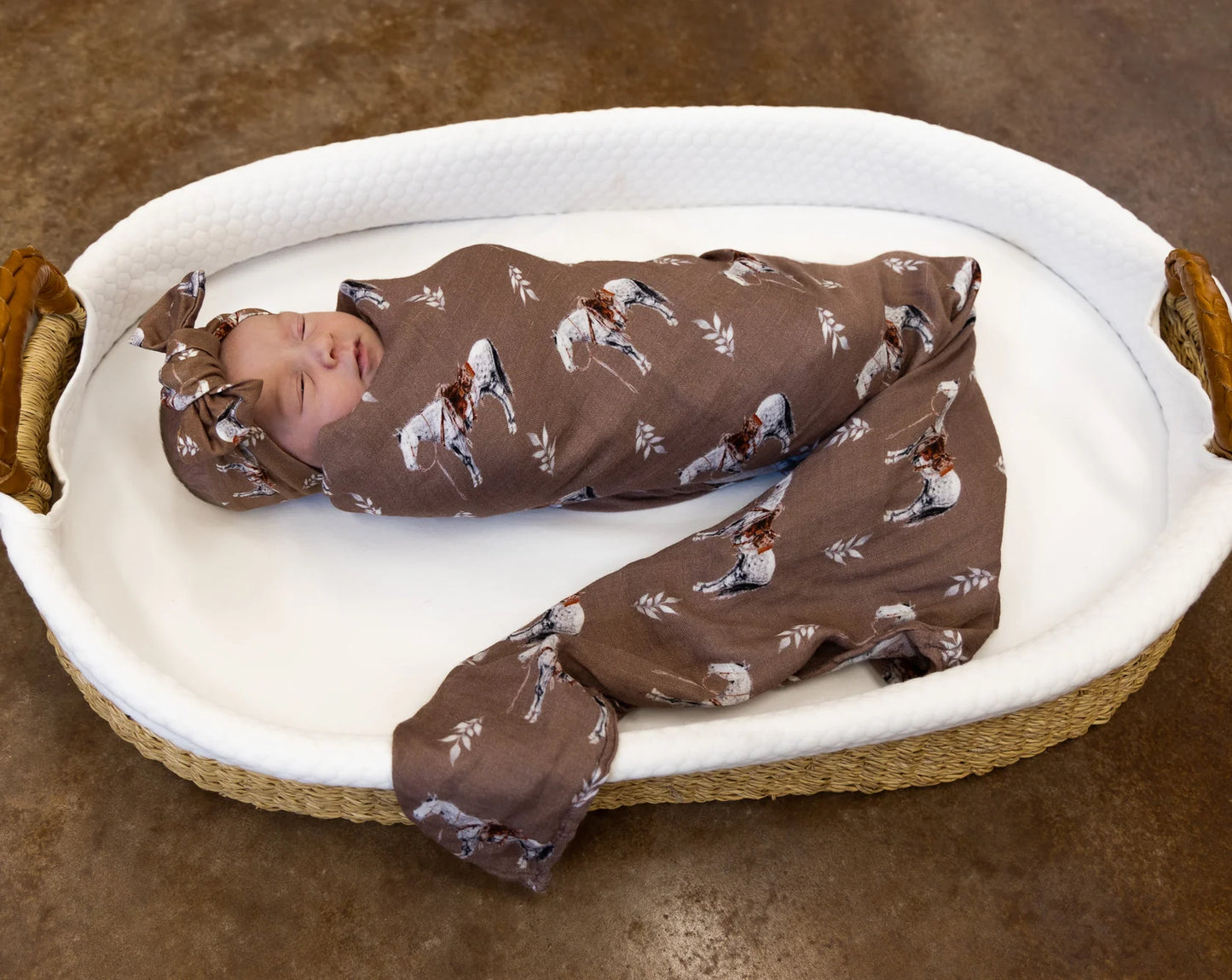 Almond Ranch Horse Muslin Bamboo Swaddle