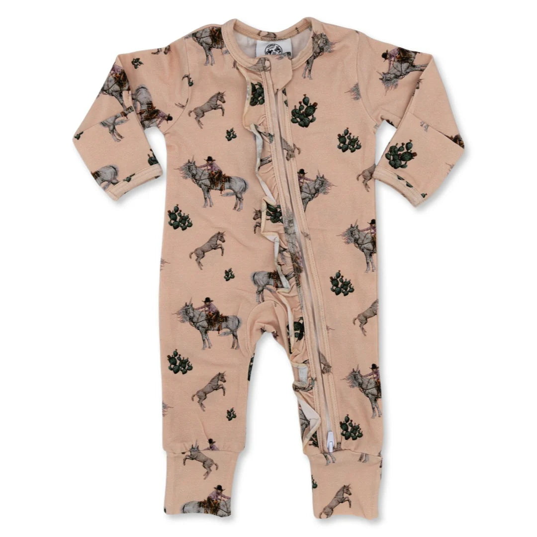 Western Unicorn Ruffled Folding Feet Jammies