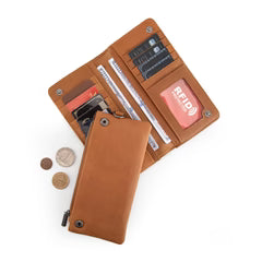 Montana West Genuine Leather Tooled Bi-Fold Wallet with Detachable Zippered Pocket