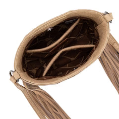 Wrangler Genuine Cowhide Top Handle Fringe Crossbody