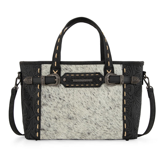 Trinity Ranch Genuine Hair-On Cowhide Tooled Tote/Crossbody