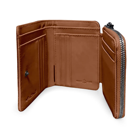 Montana West Genuine Leather Tooled Tri-Fold RFID Wallet