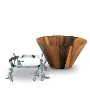 Wooden Salad Bowl w/Stand