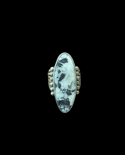 Long Oval White Buffalo Ring