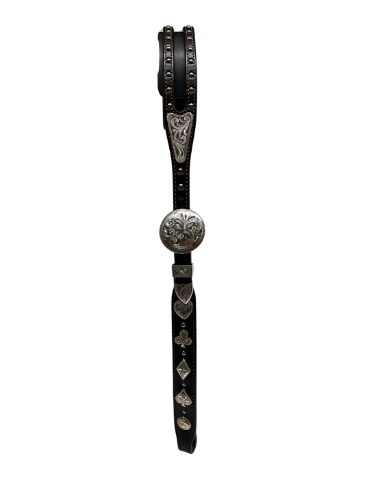 5/8" Shaped Split Ear Hansen Oakdale Buckles w/Dots & Card Suit Conchos