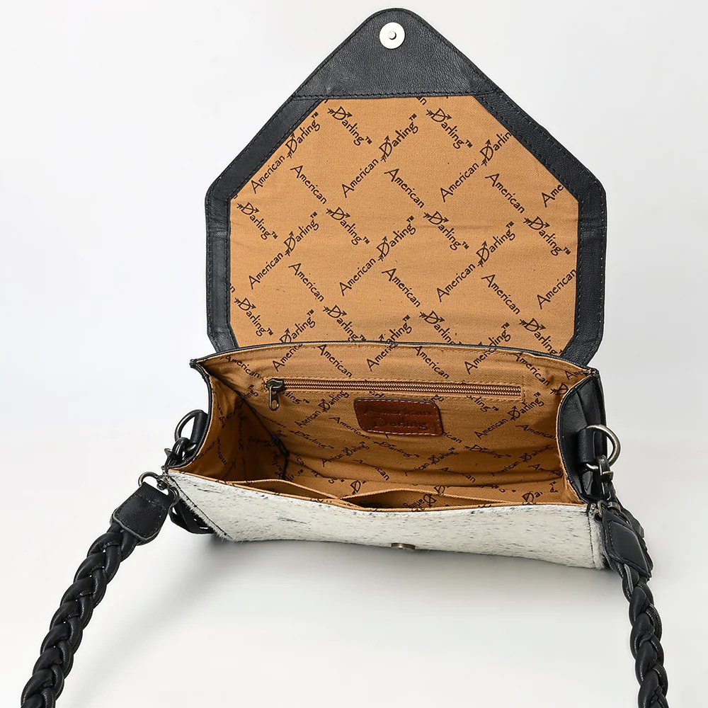 Floral Carved Leather & Cowhide Purse