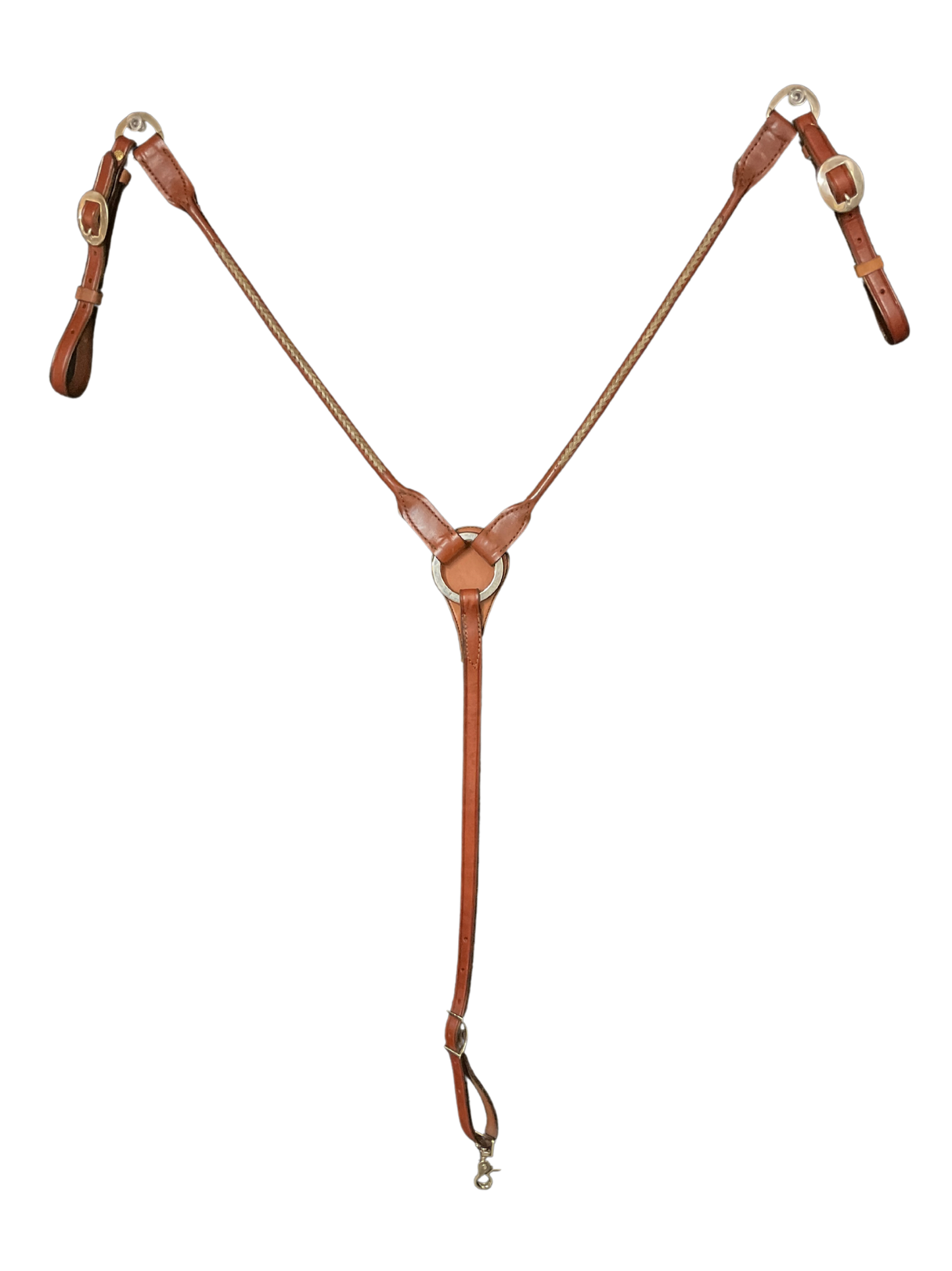 Rolled Leather w/Rawhide Stitching Breast Collar