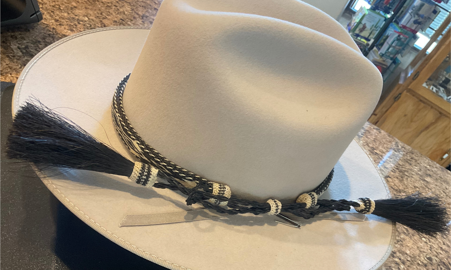 Hitched Horsehair Hat Band w/Double Tassels