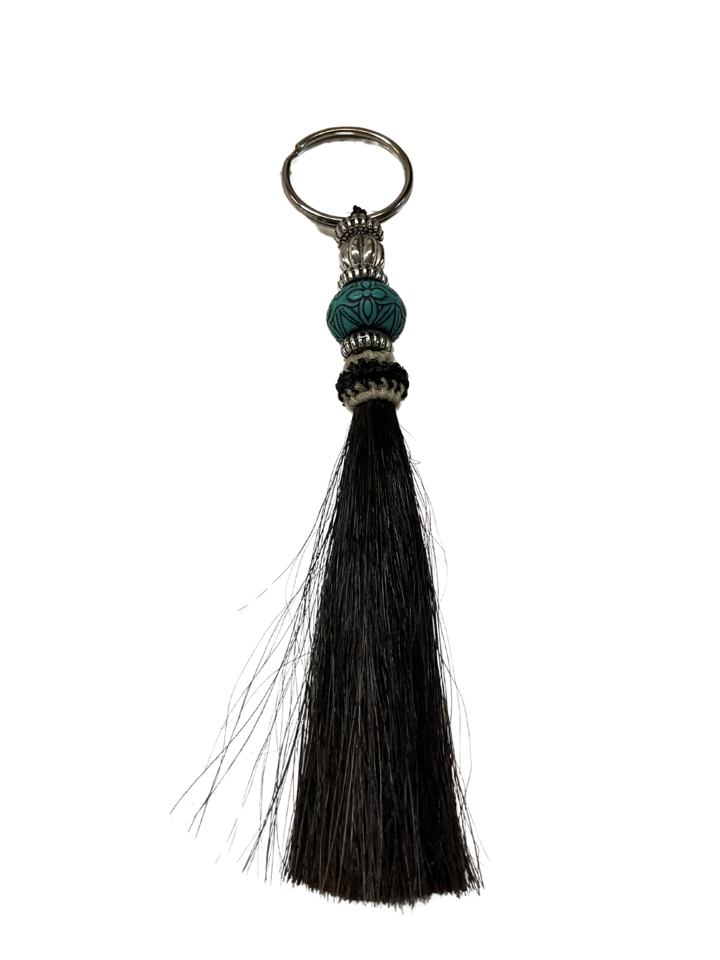 Horse Hair Tassel w/Beads Keychain