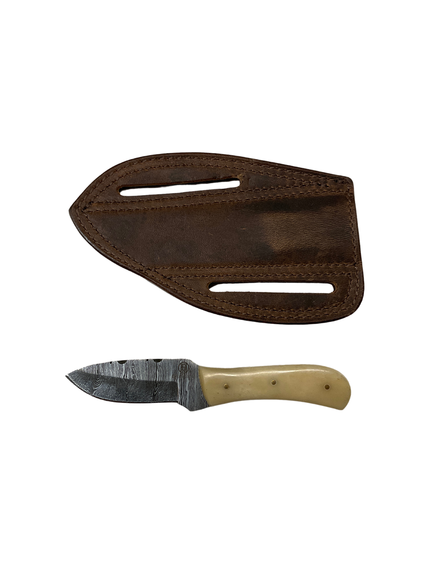 Damascus Blade Knife w/Bone Grip