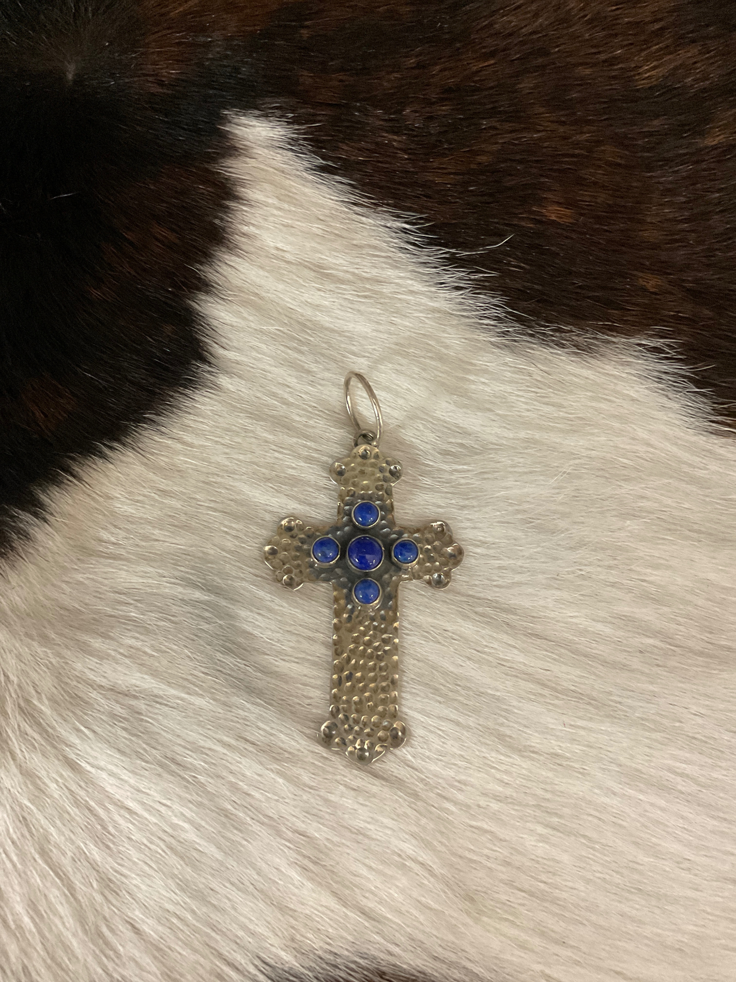 Sterling Silver Cross w/Dark Lapis Pendant